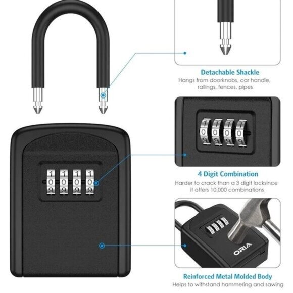 Resettable 4-Digit Combination Key Lock Box With Detachable Shackle -NEW - Picture 5 of 7